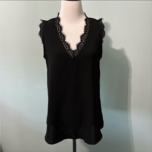 NWT black flowy lace sleeveless blouse